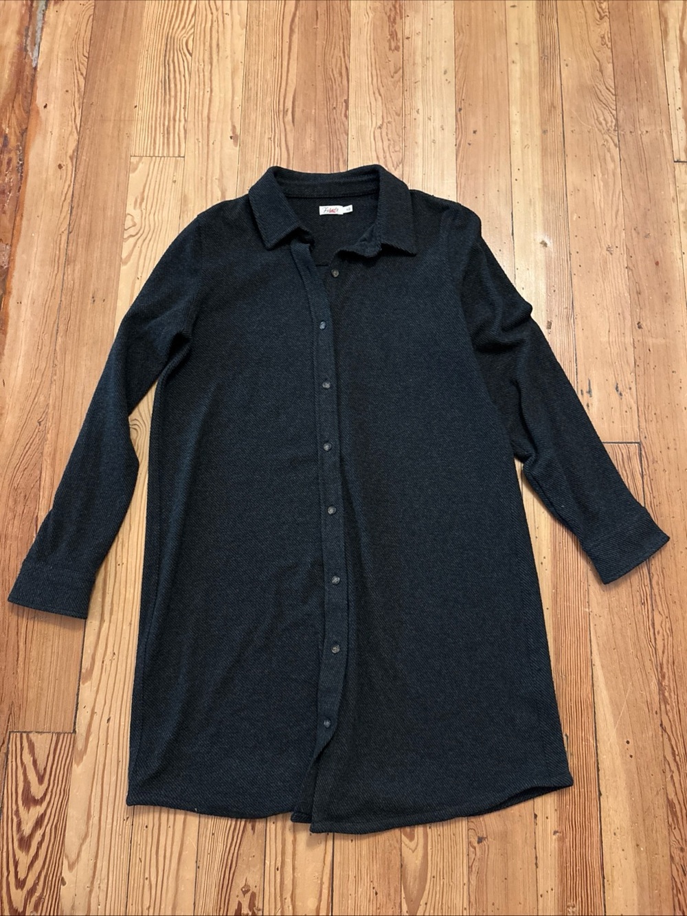 Faherty Women's Medium M Shirt Dress Charcoal Grey Herringbone WDC0009-HBT